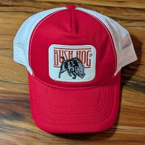 Rymaco Bush Hog Patch Mesh Snapback Trucker Hat Red White Adjustable